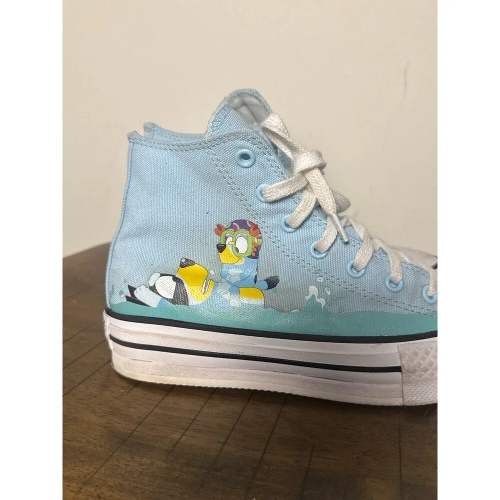 Converse x Bluey Chuck Taylor All Star Hi Kids Youth Size 3 Light Blue Sneakers